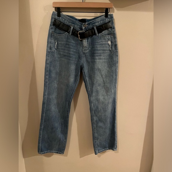 RtA Dexter Belted Boyfriend Jeans Light Blue Denim Size M - Picture 4 of 7